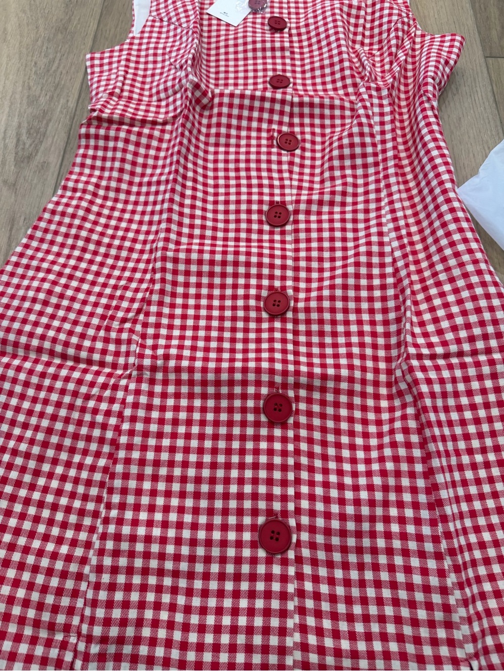 RIHOAS Red Gingham Button-Front Dress - Picture 2 of 5